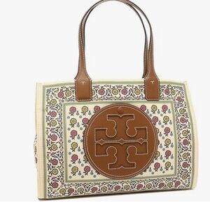 Ella LG Tote 👜 brown handle snap closure Rare Floral pattern